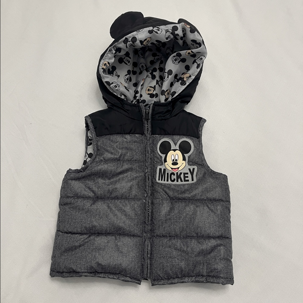 Disney Mickey Mouse padded hooded puffer vest size 12M